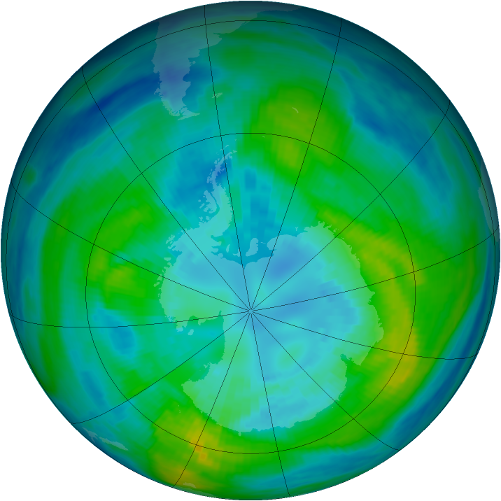 Antarctic ozone map for 06 April 1983